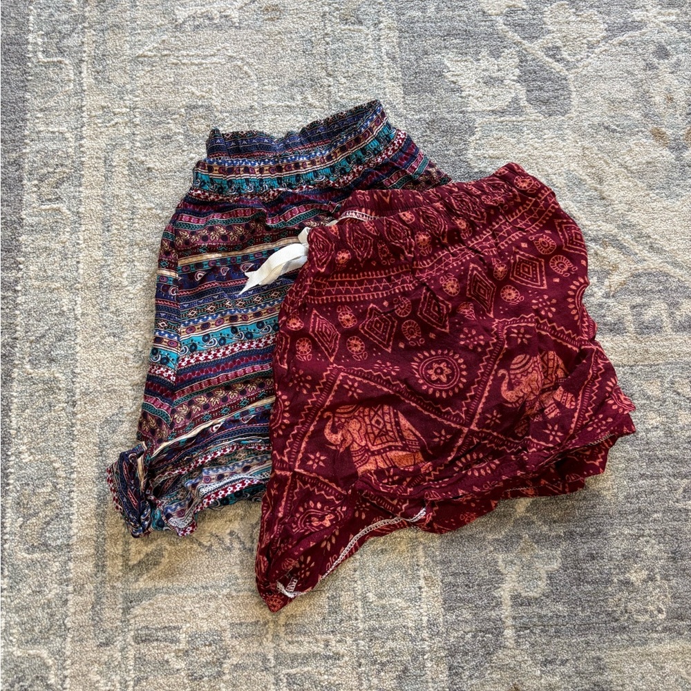 Cotton Patterned Shorts Set - Multicolor (Set of 2, From Thailand)
